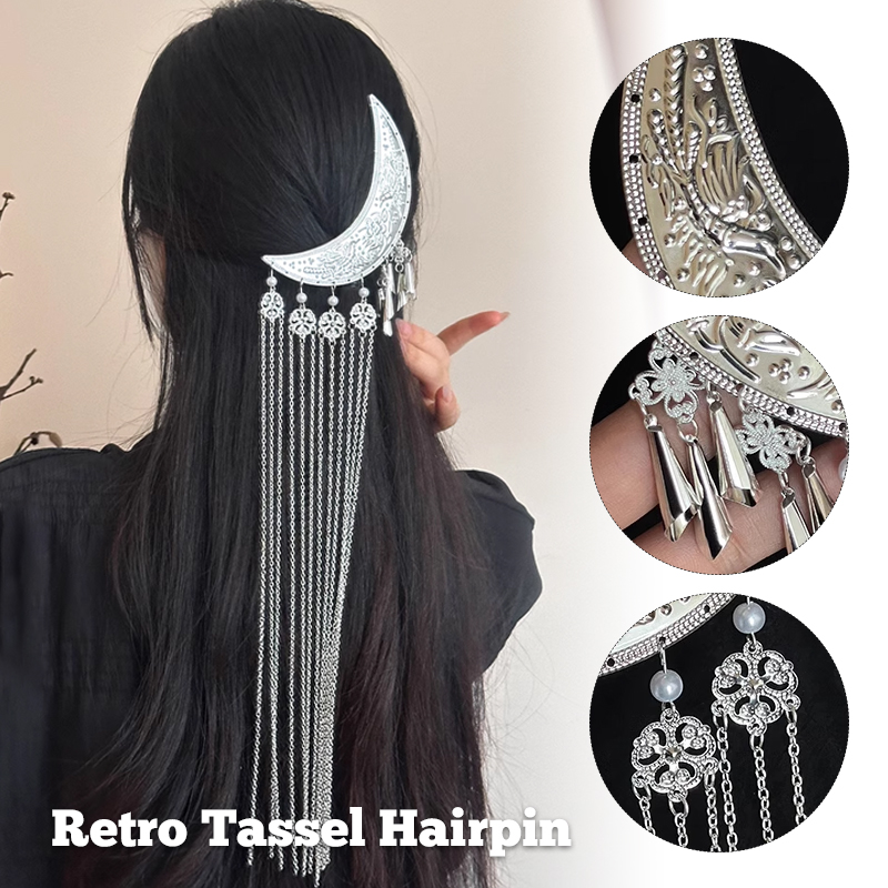 Hanbok Hair Pin - 1 szt. Akcesoria Hanfu Długie frędzle