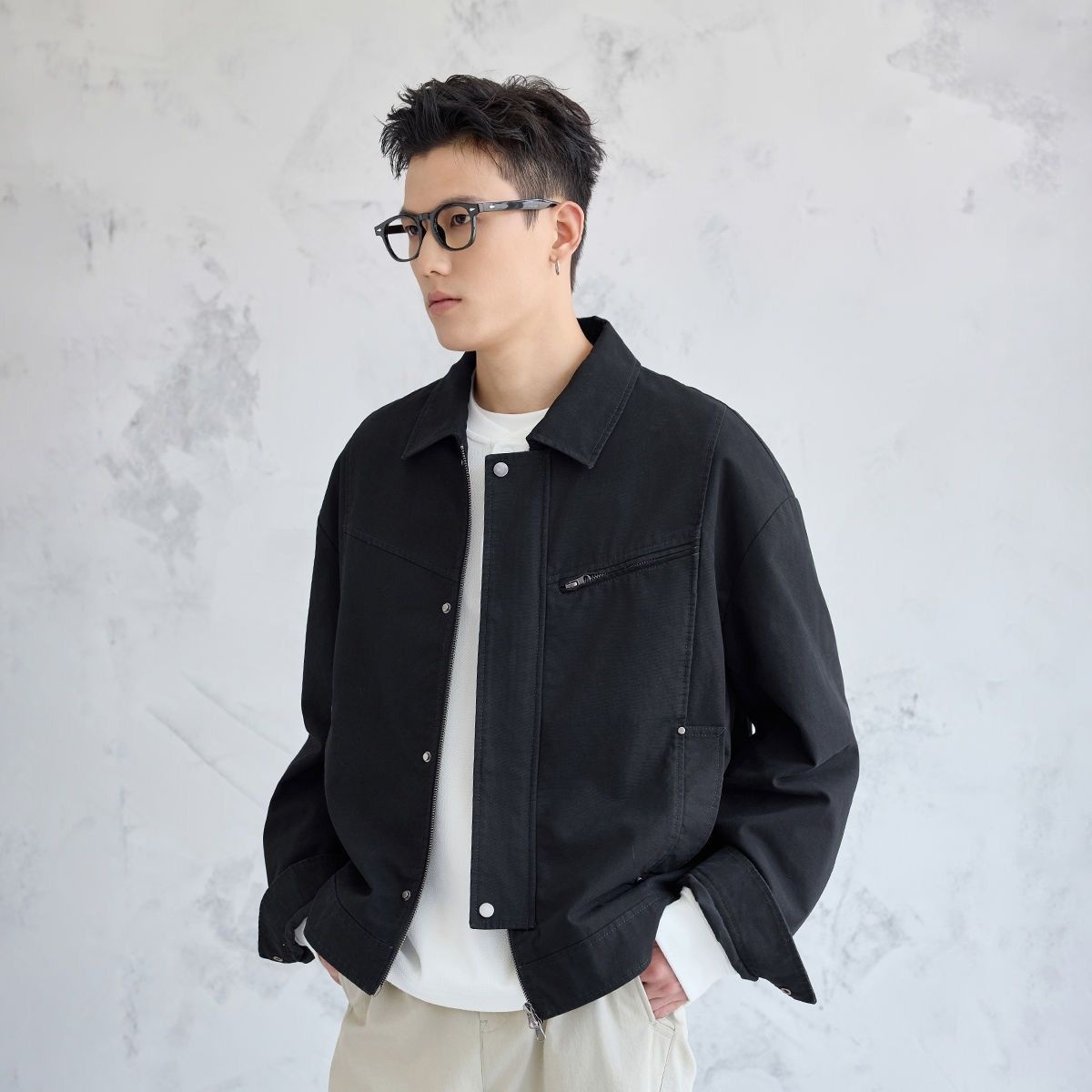 Korean Men Lifestyle - Męska kurtka płaszcz koreański miejski miejski